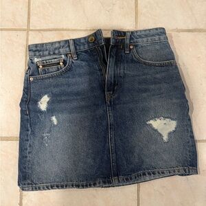 Calvin Klein Jeans Distressed Blue Mini Skirt
